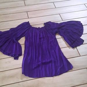 Purple off the shoulder dress